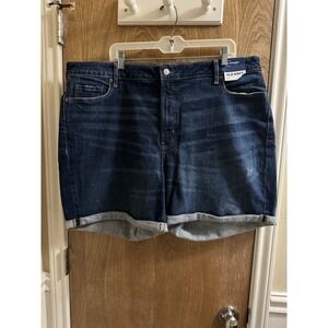 Old Navy OG Straight Dark Wash Distressed Denim Shorts High Rise 7" Inseam Sz 22